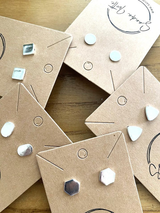 Silver Geometric Earrings Studs