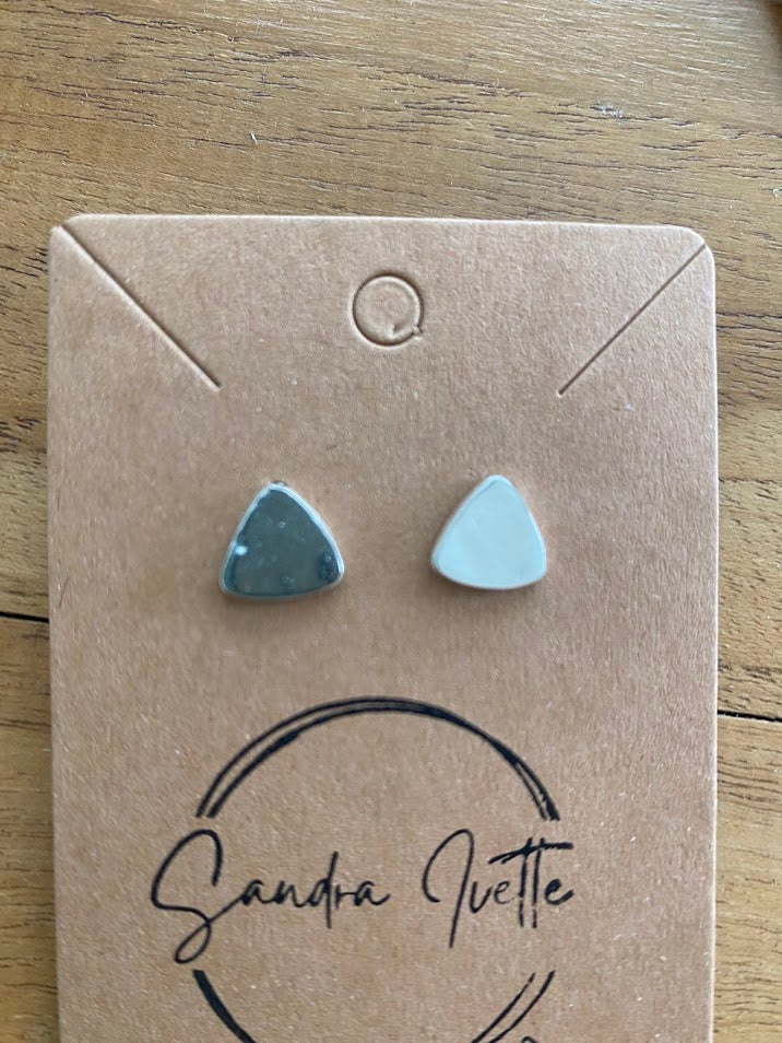 Silver Geometric Earrings Studs