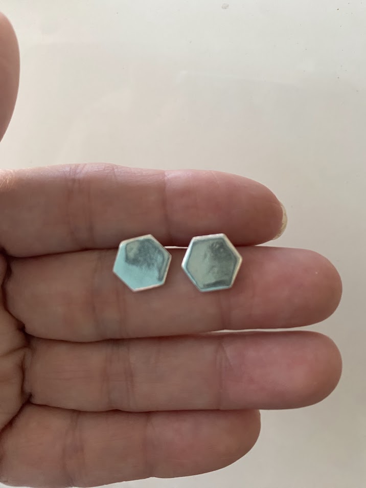Silver Geometric Earrings Studs
